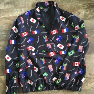 Forever 21 Black Worldwide Windbreaker L